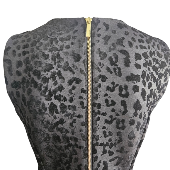 Calvin Klein Black Leopard Print Embossed Sheath Dress Size 6 Whimsigoth - Picture 8 of 16